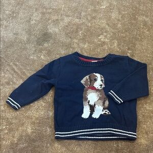 Janie and Jack Navy Sweater with Dog